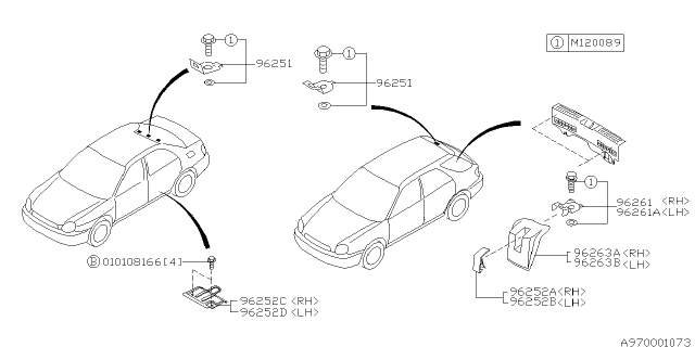 2005 Subaru Impreza WRX Child Anchor Set Diagram for 96261AE070