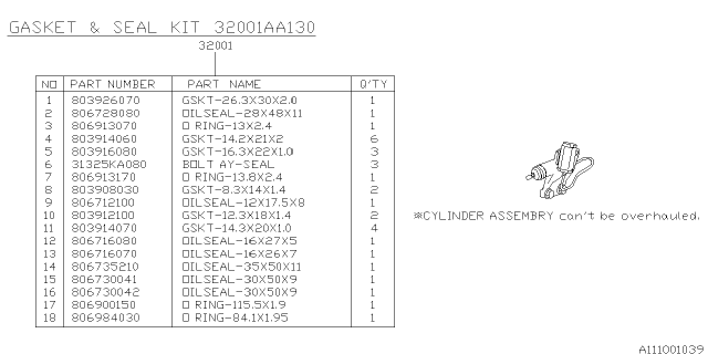 2004 Subaru Impreza STI Manual Transmission Gasket & Seal Kit Diagram 4