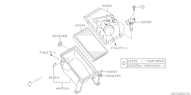 2004 Subaru Impreza Air Cleaner & Element Diagram 1