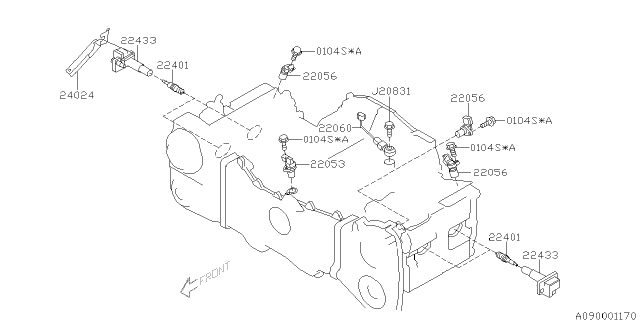 2005 Subaru Impreza Ignition Coil Assembly Diagram for 22433AA451