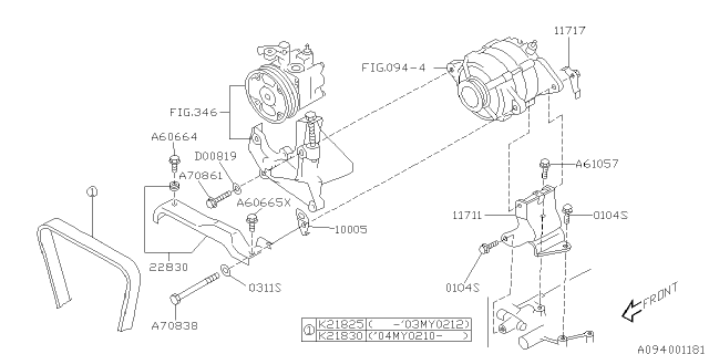 2002 Subaru Impreza V Belt Diagram for 809218250