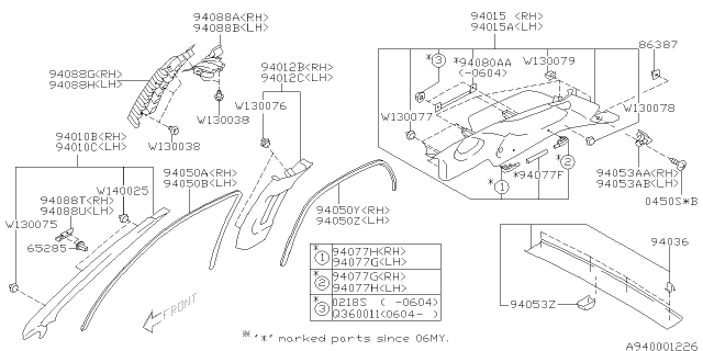 2006 Subaru Impreza Cover Stay Rear RH Diagram for 94053FE020NE