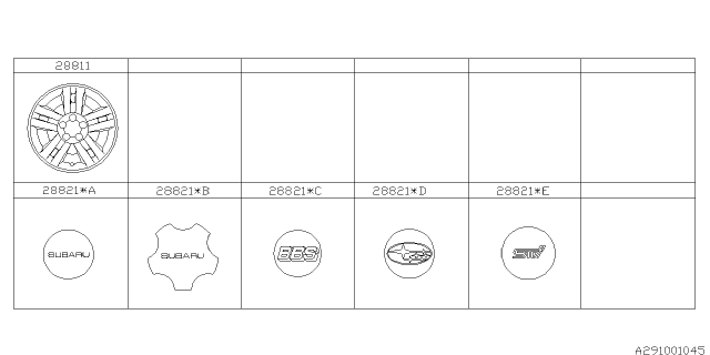 2006 Subaru Impreza WRX Wheel Cap Diagram