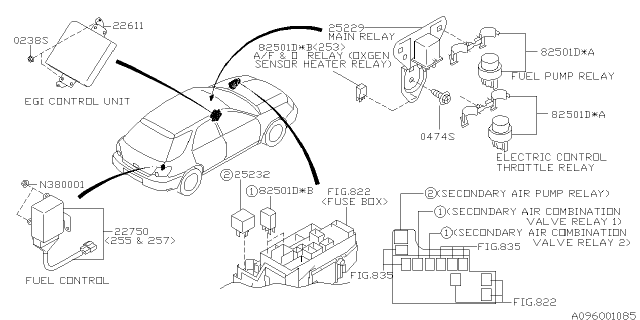 2007 Subaru Impreza WRX Relay & Sensor - Engine Diagram