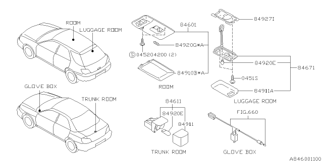 2004 Subaru Impreza STI Lamp - Room Diagram 1