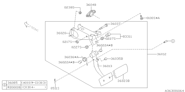 2005 Subaru Impreza STI Pedal System Diagram 6