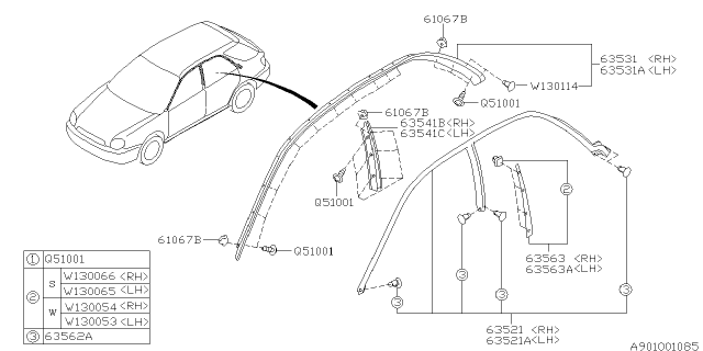 2005 Subaru Impreza WRX Weather Strip Diagram 2