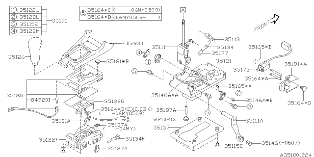 2004 Subaru Impreza Plate Cushion Diagram for 35122AE070