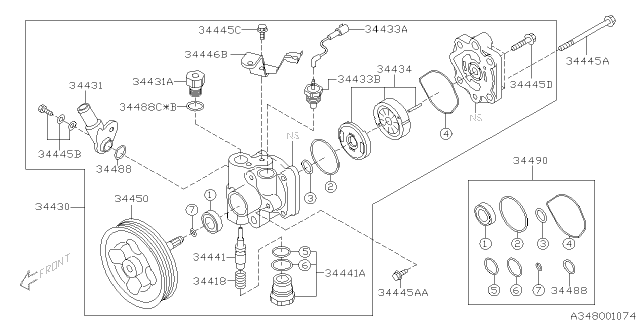 2002 Subaru Impreza WRX Connector Pump Assembly Diagram for 34431FE000