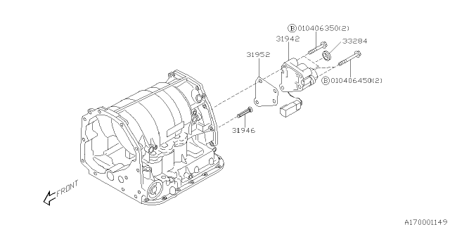 2005 Subaru Impreza WRX Automatic Transmission Transfer & Extension Diagram 3