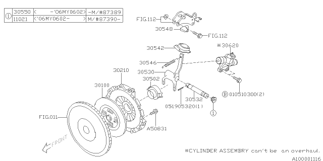 2006 Subaru Impreza STI Cylinder Assembly-CCH OPER Diagram for 30620AA160