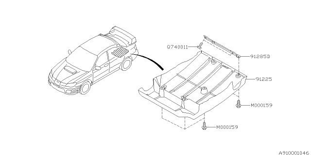 2006 Subaru Impreza STI Bracket D Center Diagram for 91285FE000