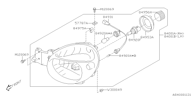 2003 Subaru Impreza Socket Complete Head Lamp Diagram for 84931FE100