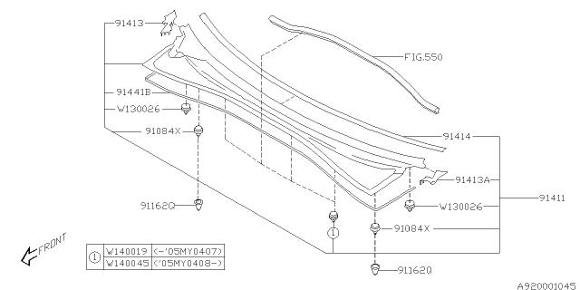 2005 Subaru Impreza STI Cowl Panel Diagram