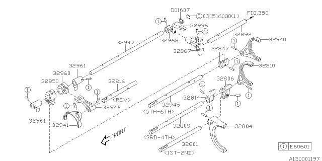 2005 Subaru Impreza WRX Shifter Fork & Shifter Rail Diagram 6