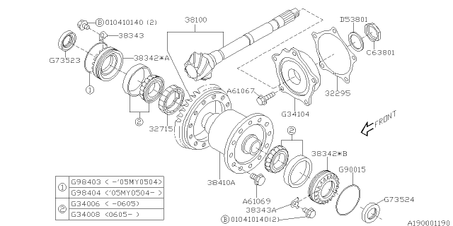 2005 Subaru Impreza WRX Gear Set HYP Diagram for 38100AB010