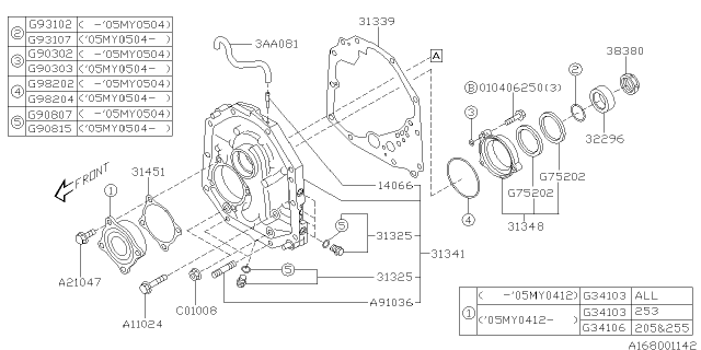 2005 Subaru Impreza STI Gasket Trans Case Front Diagram for 31339AA140