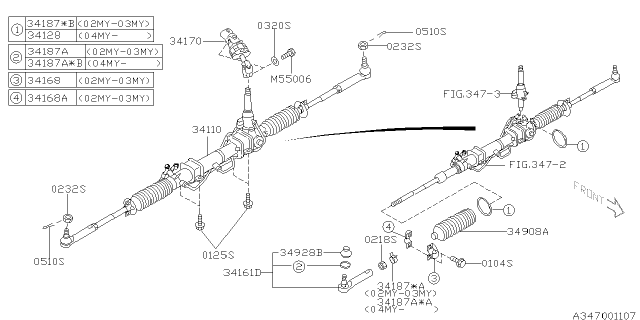 2005 Subaru Impreza STI Power Steering Gear Box Diagram 1