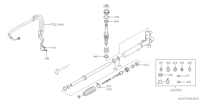 2005 Subaru Impreza STI Power Steering Gear Box Diagram 7