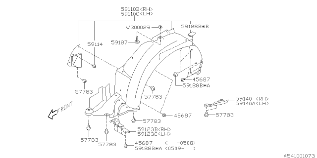 2007 Subaru Impreza Mudguard Diagram