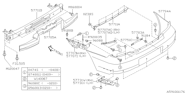 2005 Subaru Impreza STI Rear Bumper Diagram 2