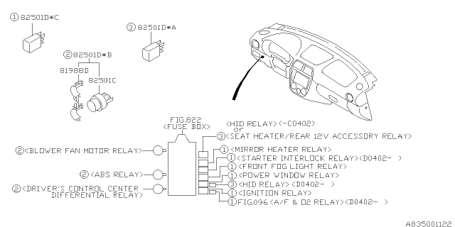 2005 Subaru Impreza WRX Electrical Parts - Body Diagram 1