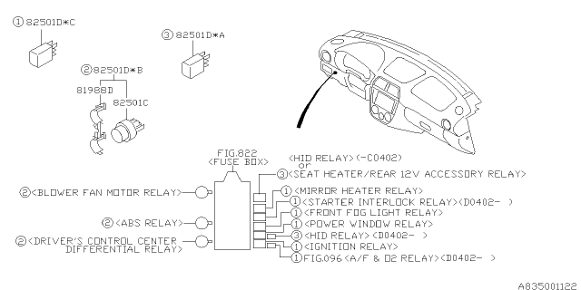 2005 Subaru Impreza Electrical Parts - Body Diagram 1