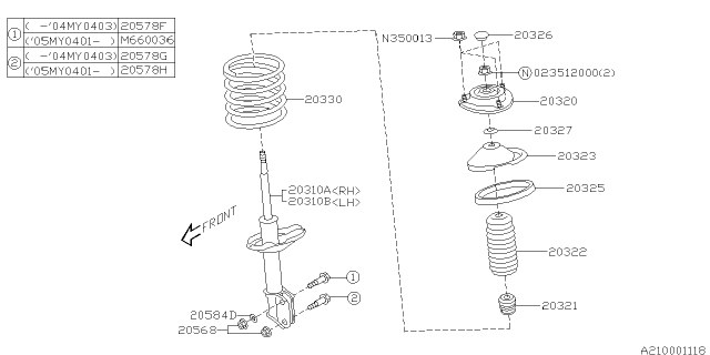 2002 Subaru Impreza Front Shock Absorber Diagram