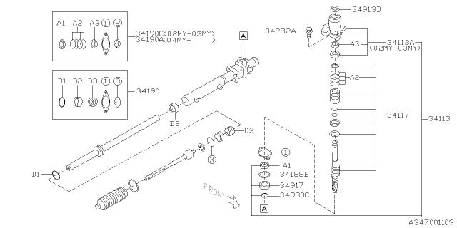 2005 Subaru Impreza STI Power Steering Gear Box Diagram 8