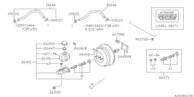 2006 Subaru Impreza STI Brake System - Master Cylinder Diagram