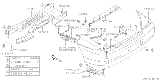 2003 Subaru Impreza Rear Bumper Diagram 1