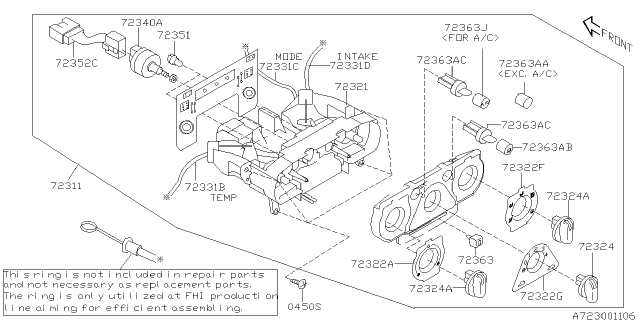 2004 Subaru Impreza Lamp Diagram for 72350FE010