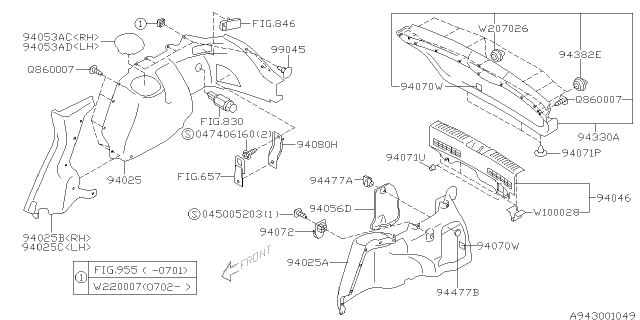 2007 Subaru Impreza WRX Trunk Room Trim Diagram 2