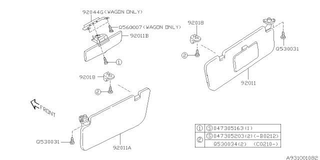 2007 Subaru Impreza WRX Room Inner Parts Diagram 2