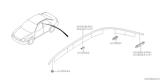 2005 Subaru Impreza STI Molding Diagram 1