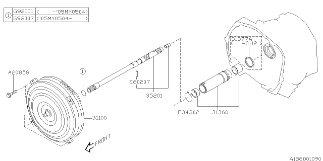 2005 Subaru Impreza STI Torque Converter & Converter Case Diagram 2