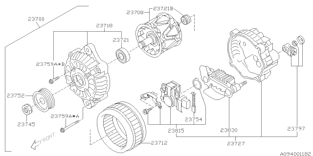 2005 Subaru Impreza WRX Alternator Assembly Diagram for 23700AA430