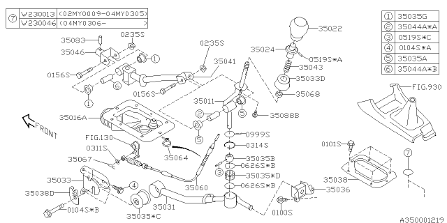 2004 Subaru Impreza Manual Transmission Shift Cable Diagram for 35060FE000