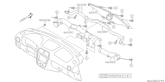 2005 Subaru Impreza STI Instrument Panel Diagram 1