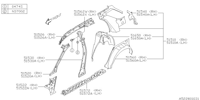 2004 Subaru Impreza Side Panel Diagram 2