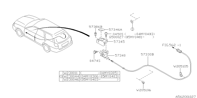 2005 Subaru Impreza WRX Trunk & Fuel Parts Diagram 2