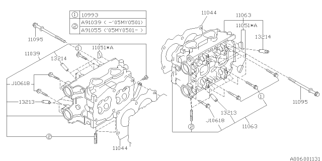 2005 Subaru Impreza WRX Cylinder Head Diagram 1