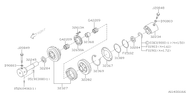 2005 Subaru Impreza WRX Main Shaft Diagram 5