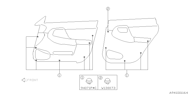 2005 Subaru Impreza STI Door Trim Diagram 1