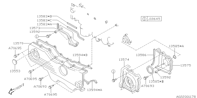 2005 Subaru Impreza STI Timing Belt Cover Diagram 2