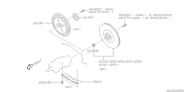 2002 Subaru Impreza FLYWHEEL Assembly Flexible Diagram for 12342AA050