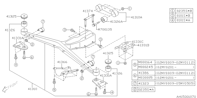 2006 Subaru Impreza WRX Differential Mounting Diagram 1