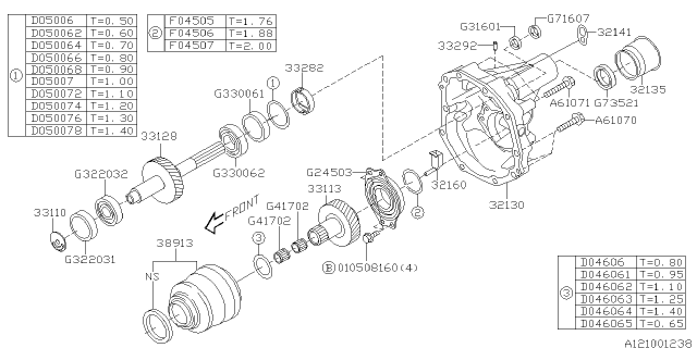 2004 Subaru Impreza WRX Manual Transmission Transfer & Extension Diagram 1