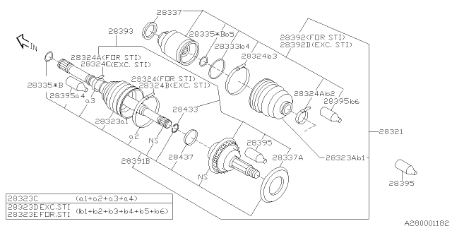 2004 Subaru Impreza Boot Kit Bj Front Diagram for 28396FE000