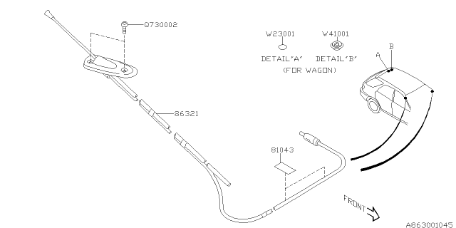 2002 Subaru Impreza WRX Antenna Assembly Radio Diagram for 86321FE040